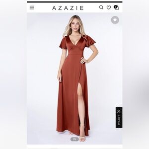 Size 10 terracotta stretch satin bridesmaid dress